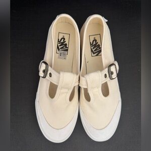 NEW Vans Style 93 Mary Jane Sneakers Shoes Buckle Cream White Canvas